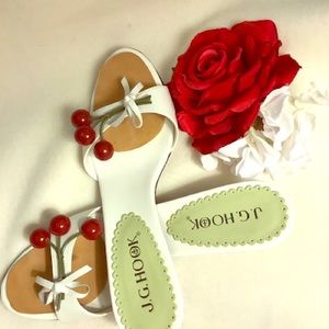 open toed -8.5 ( mule) red cherry detail. Like new